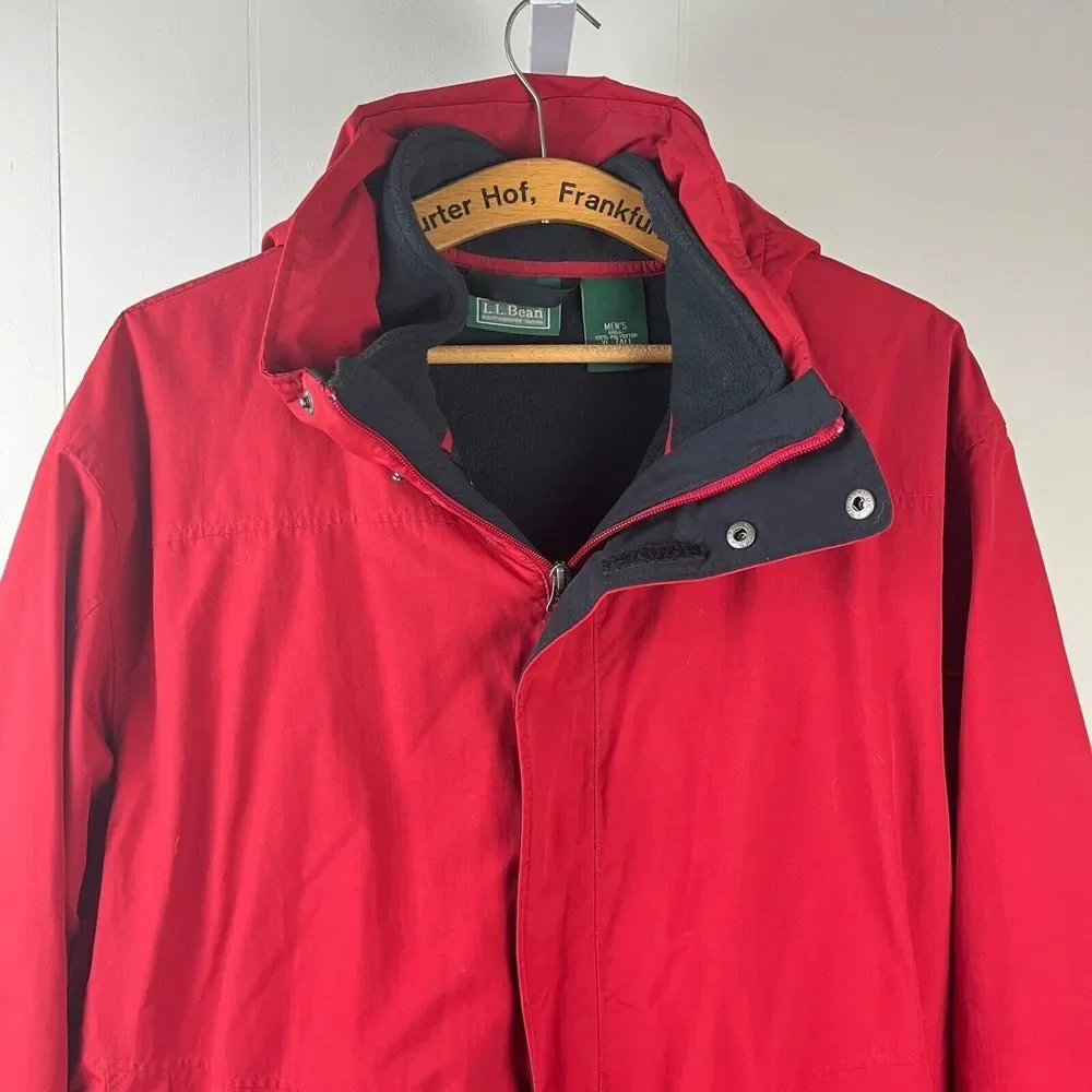 L.L. Bean 3-in-1 Winter Coat Jacket Mens XLT Red Softshell Fleece Zip Out Lining